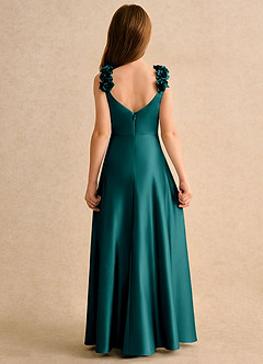 Azazie Rosita Girls Formal Flower Girl Klänningar Klänning A-Line i Stretch Satin Plisserad image5