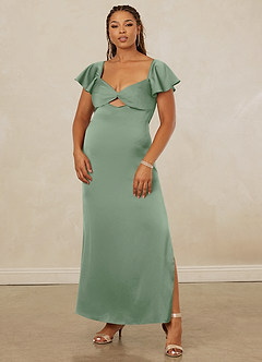 Christian Siriano Bridal for Azazie 1005 Bridesmaid Dresses Matcha Sheath Sweetheart Neckline Stretch Satin Dress image9