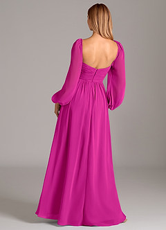 Azazie Alia Jurken voor bruidsmeisjes Jurk van Chiffon met A-Lijn Lange mouw Fuchsia image4