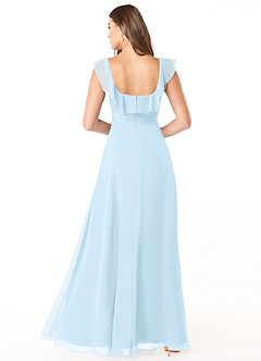 Azazie Jinny Bridesmaid Dresses Sky Blue A-Line Square Neckline Ruched Chiffon Dress image2