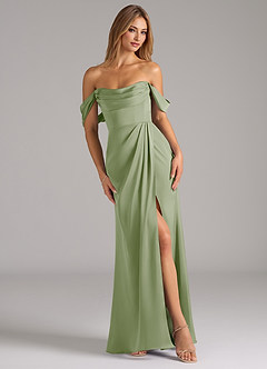 Azazie Johana Bridesmaid Dresses Dusty Sage Mermaid Off the Shoulder Stretch Satin Convertible Dress image1