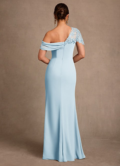 Azazie Sally Mère de la mariée Robes Robe Fourreau en Mousseline de soie Dentelle Bleu Ciel image3