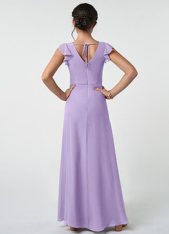 Azazie Claudine Junior Robe Trapèze en Mousseline de soie Plissée Lilas image2