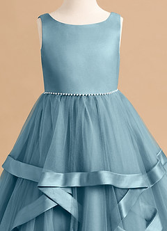Azazie Posy Blumenmädchenkleider A-Linie Mit Perlen Tüll Kleid Stimmungsvolles Blau image5