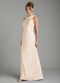 Azazie Aussie Bridesmaid Dresses White Alabaster Sheath Pleated Stretch Satin Dress image4