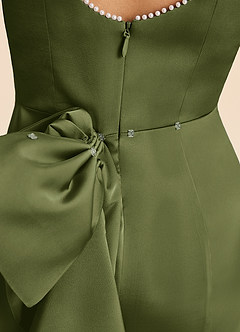 Azazie Emi Junior Olive Sheath Bow Stretch Satin Dress image7