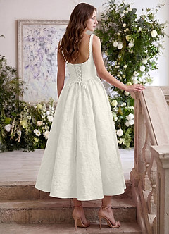 Sephone Cream Beading Rhinestone Jacquard Maxi Dress image5