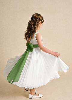 Azazie Margot Flower Girl Dresses Ivory Basil A-Line Pleated Chiffon Dress image7