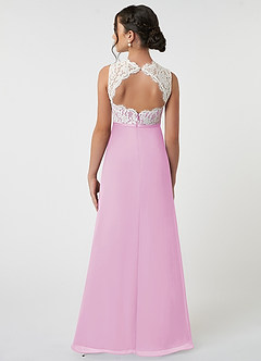 Azazie Rana Junior Candy Pink A-Line Lace Chiffon Dress image2