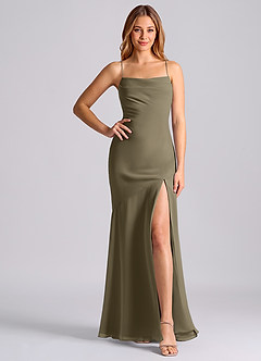 Azazie Grata Brudtärnklänningar Klä av Sjöjungfru i Chiffong Plisserad Pilgrön image6