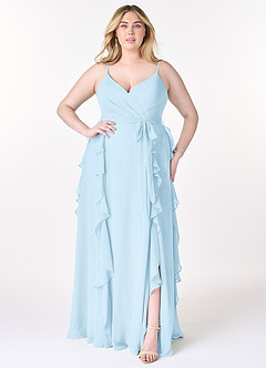 Azazie Peyton Bridesmaid Dresses Sky Blue A-Line Ruched Chiffon Dress image7
