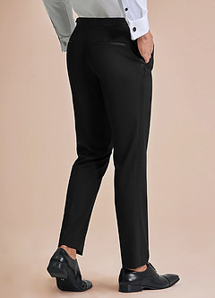 front Classic Negro Pantalones de esmoquin con solapa de pico