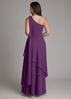 Azazie Monique 신부 들러리 드레스 A라인 한쪽 어깨 쉬폰 바닥 길이 드레스 image2