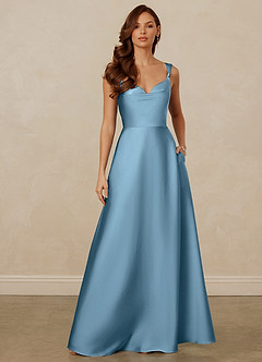 Christian Siriano Bridal for Azazie 1001 Robes de demoiselle d'honneur Robe Trapèze en Satin extensible Encolure en Forme de Cœur Acier Bleuté image1