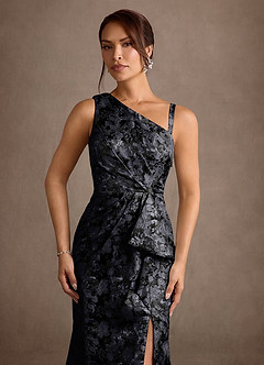 Azazie Victoria Mother of the Bride Dresses Black Mermaid Ruched Jacquard Dress image5