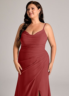 Azazie Deandra Bridesmaid Dresses Rust Mermaid Pleated Chiffon Dress image12