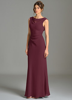 Azazie Kieryn Bridesmaid Dresses Cabernet Mermaid Pleated Chiffon Dress image3
