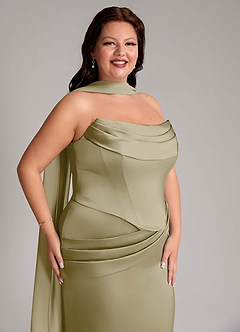 Azazie Sorrel Bridesmaid Dresses Moss Green Mermaid Strapless Stretch Satin Convertible Dress image13
