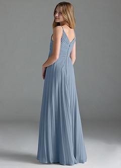 Azazie Raychelle Junior Dusty Blue A-Line Pleated Chiffon Dress image5