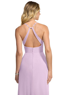 Azazie Davis Bridesmaid Dresses Frosted Lilac A-Line V-Neck Chiffon Dress image6