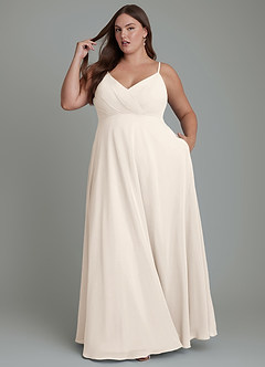 Azazie Amani Bridesmaid Dresses White Alabaster A-Line Pleated Chiffon Dress image3