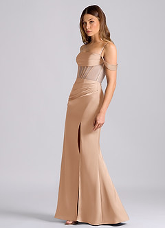 Azazie Alyce Bridesmaid Dresses English Rose Mermaid Off the Shoulder Stretch Satin Convertible Dress image4