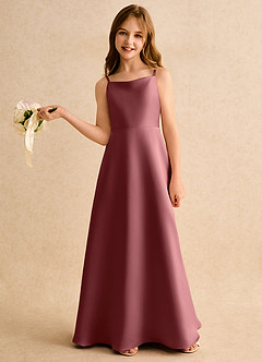 Azazie Joella Girls Formal Flower Girl Klänningar Klä A-Line i Matt satäng Plisserad image2