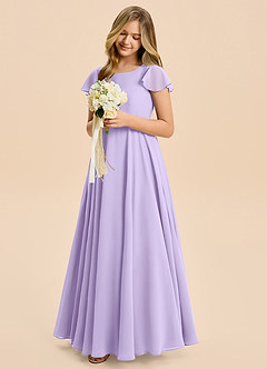 Azazie Cady Junior Lilac A-Line Pleated Chiffon Dress image4