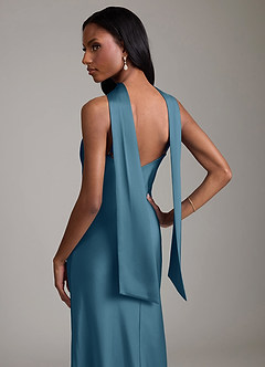 Azazie Cassiana Bridesmaid Dresses Bermuda Mermaid Pleated Stretch Satin Dress image4