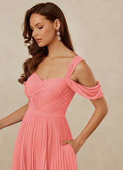 Christian Siriano Bridal for Azazie 1013 Bridesmaid Dresses Coral A-Line Off the Shoulder Chiffon Dress image6