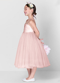 Azazie Brienne vestidos de niña de las flores Vestido de Rosa Rubor de Tul de Princesa con Lentejuela image3