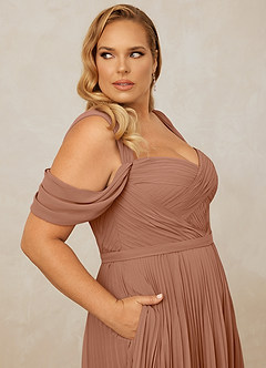 Christian Siriano Bridal for Azazie 1013 Bridesmaid Dresses Bronzer A-Line Off the Shoulder Chiffon Dress image11