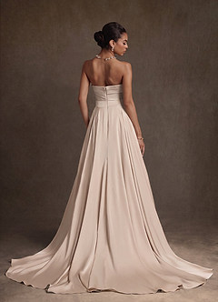 Azazie Alta Vestidos de novia Vestido Rosa Inglesa de Satén Elástico de Línea A con Palabra de honor image10