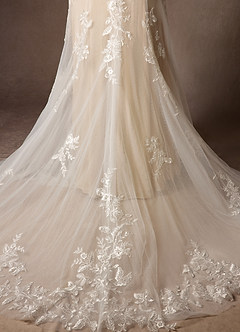 Azazie Sheila Abiti da Sposa Abito Sirena in Tulle Lustrini Bianco Diamante Champagne image9