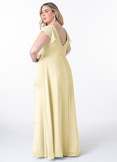 Azazie Omari Bridesmaid Dresses Lemon Sorbet A-Line Chiffon Dress image8