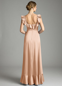 Azazie Lyra Bridesmaid Dresses English Rose A-Line Off the Shoulder Stretch Satin Convertible Dress image8