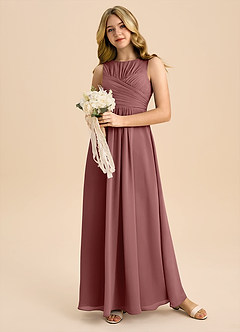 Azazie Skyla Junior Desert Rose A-Line Pleated Chiffon Dress image5