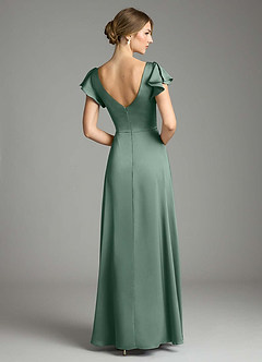 Azazie Omari Bridesmaid Dresses Eucalyptus A-Line Stretch Satin Dress image2