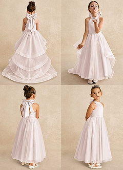 Azazie Bev Flower Girl Dresses Rose Petal A-Line Convertible Tulle Dress image2