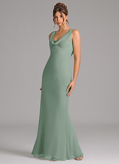 Azazie Rylina Bridesmaid Dresses Silver Sage Mermaid Pleated Chiffon Dress image5