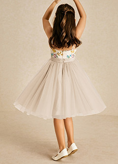 Azazie Jollie Flower Girl Dresses White Alabaster A-Line Spaghetti Strap Tulle Dress image2