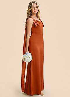 Azazie Chelsea Junior Burnt Orange Sheath Pleated Stretch Satin Dress image1