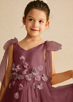 Azazie Minia Jurken voor bloemenmeisjes A-Lijn Jurk van Mat Satijn Boog Woestijnroos image4