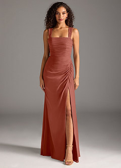 Azazie Jesaphine Bridesmaid Dresses Auburn Sheath Bow Chiffon Dress image5