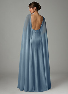 Azazie Stefania Jurken voor bruidsmeisjes Jurk van Stretch Satijn met A-Lijn Stoffig Blauw image4