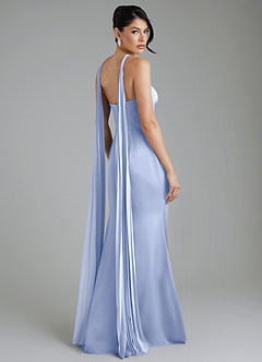 Azazie Tyler Robes de demoiselle d'honneur Robe Fourreau Convertible en Satin extensible Sans bretelles Eis image2