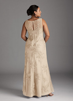 Azazie Whilhelmina At-home Try On Dresses Stormy Mermaid Lace Chiffon Dress image14