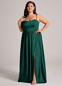 Azazie Calianna Bridesmaid Dresses Emerald A-Line Off the Shoulder Stretch Satin Convertible Dress image9