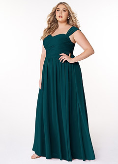Azazie Zapheira Bridesmaid Dresses Pine A-Line Ruched Chiffon Dress image7