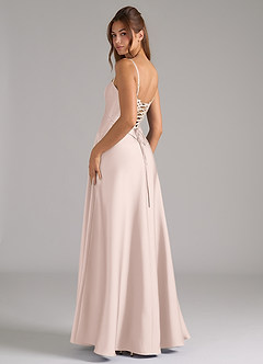 Azazie Valentine Jurken voor bruidsmeisjes Jurk van Stretch Satijn met A-Lijn Korset Blozend Roze image2